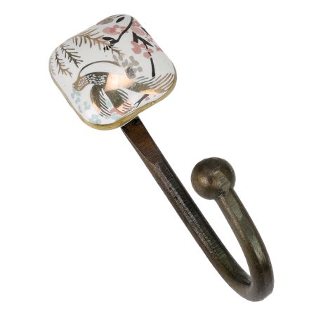 Golden Leaf Bird Square Ceramic Metal Hook Antique Fitting